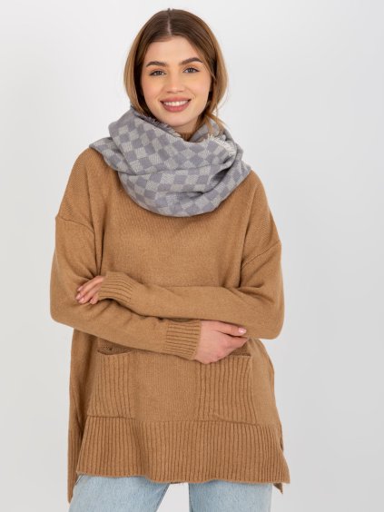 Šedá kostkovaná šála (Velikost ONE SIZE)