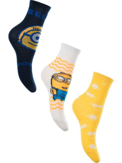 Trojbalení ponožek Minions - modrá/bílá/žlutá