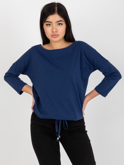 Tmavě modrá jednobarevná halenka