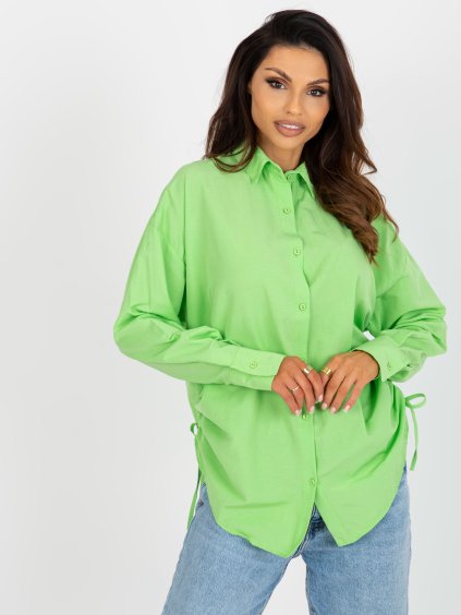 Světle zelená košile se stahováním na bocích