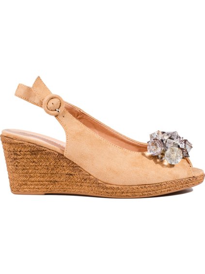 Dámské espadrilkové béžové sandály na klínku Potocki