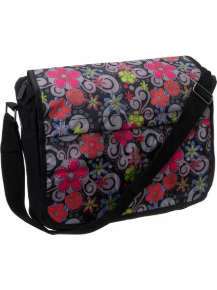 Loren Velká crossbody taška - černý-červený květinový vzor