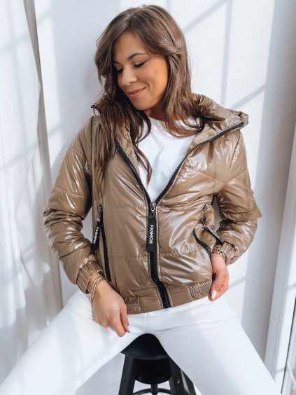 Hnědá lesklá bunda METALIC