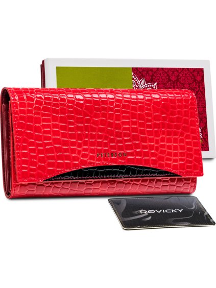 Peterson Červená krokodýlí peněženka Y066