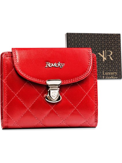Rovicky Červená kožená prošívaná peněženka V094