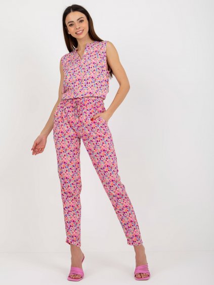 Růžové letní vzorované kalhoty