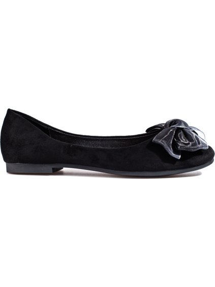 Semišové dámské baleríny s mašlí