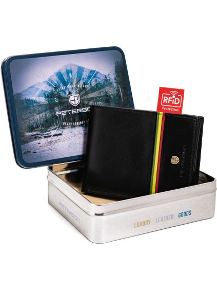 Peterson Černá peněženka s barevnými proužky W009