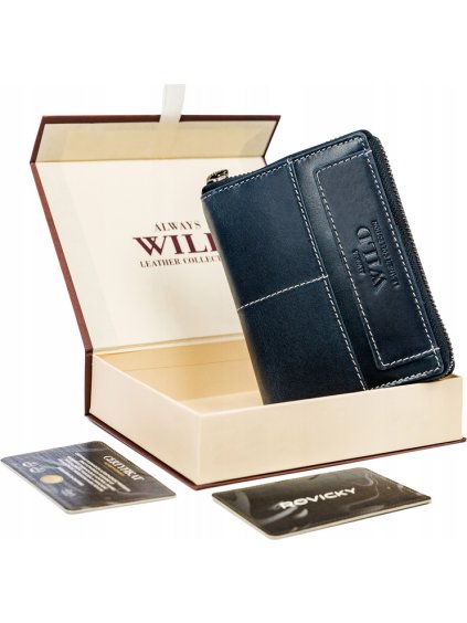Always Wild Peněženka s ražbou a prošitím - tmavě modrá A098