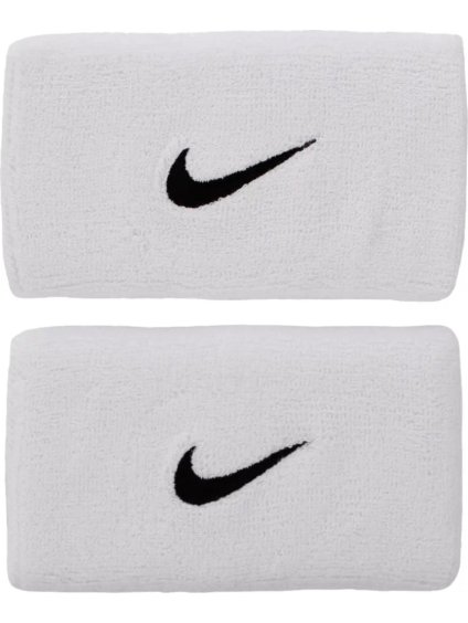 Bílé potítka Nike Swoosh Doublewide Wristbands