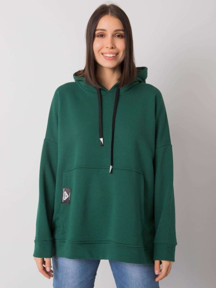 (Vel. ONE SIZE) Zelená oversize mikina Josefina s klokaní kapsou (Velikost ONE SIZE)