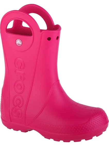 Růžové holínky CROCS Handle It Rain Boot Kids