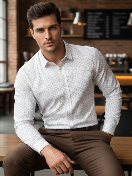 Pánská bílá vzorovaná košile