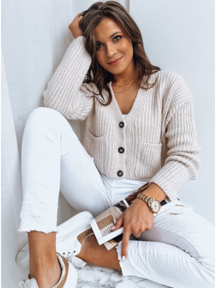 Světle béžový dámský svetr na knoflíky SISTERS