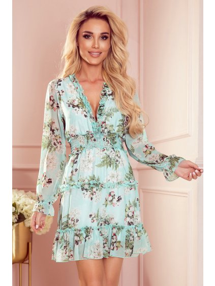 Šifónové květované šaty s volánky RIANA