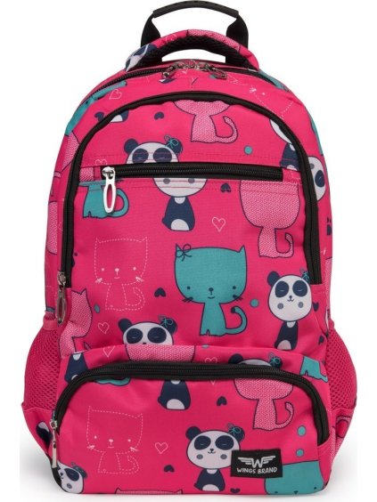 Růžový batoh s pouzdrem - Panda (Velikost ONE SIZE)
