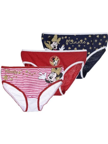 Trojbalení kalhotek s Minnie Mouse - červená/bílá/modrá