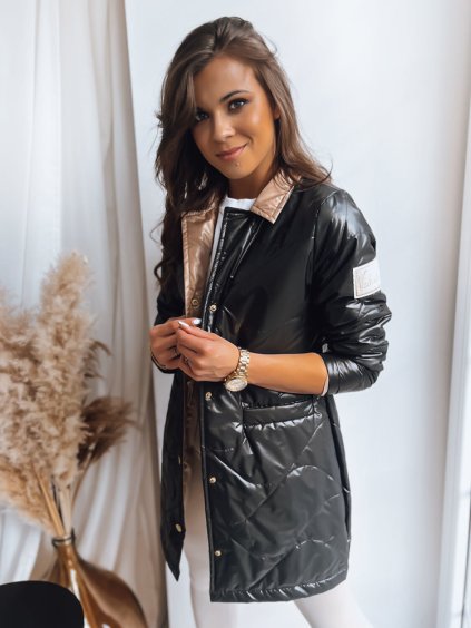 Černá přechodná lesklá prošívaná bunda MITRA