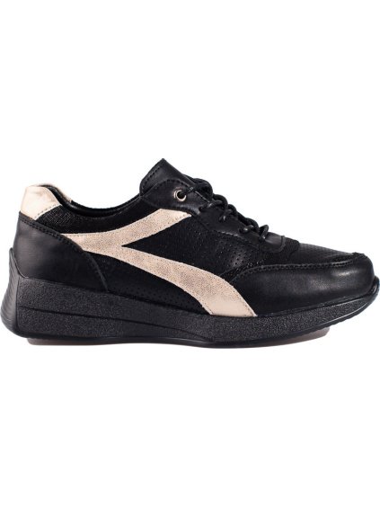 Černé kožené tenisky na platformě Shelovet