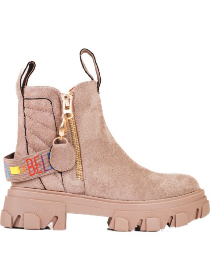 Béžové kotníkové boty na platformě