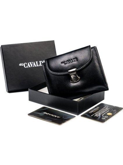 Cavaldi Černá kožená peněženka se sponou M258