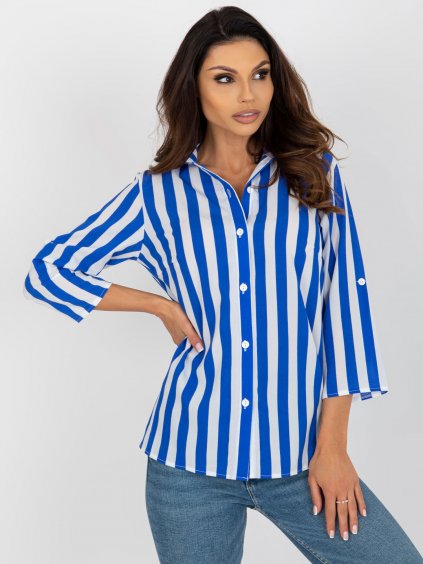 Bílo-modrá pruhovaná dámská košile