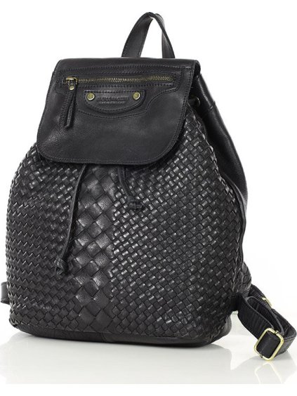 MARCO MAZZINI Pletený kožený batoh - černá