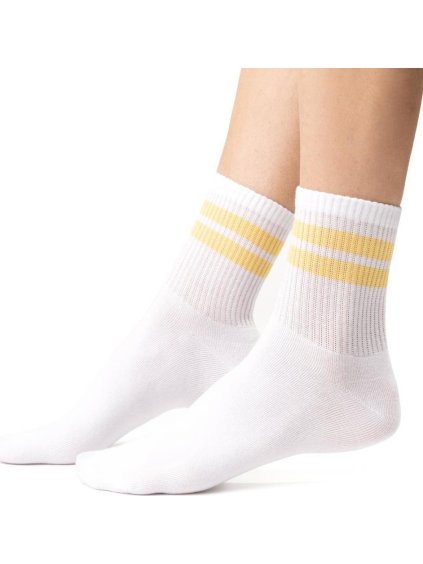 Bílé dámské ponožky s pruhy Art. 026