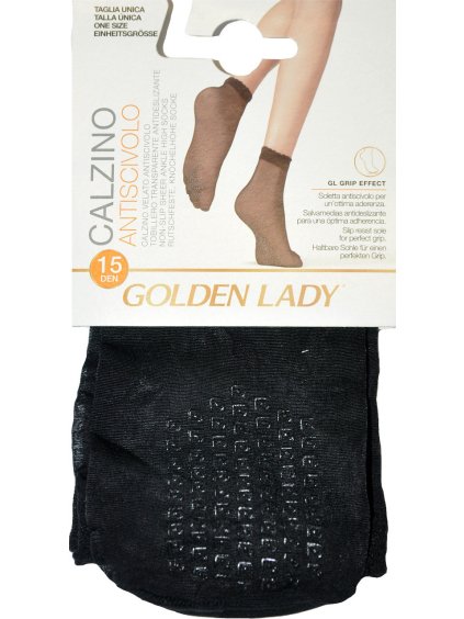 Silonkové ponožky s protiskluzem Golden Lady 16G Antiscivolo 15 den - 2 páry (Velikost ONE SIZE, Barva písková)