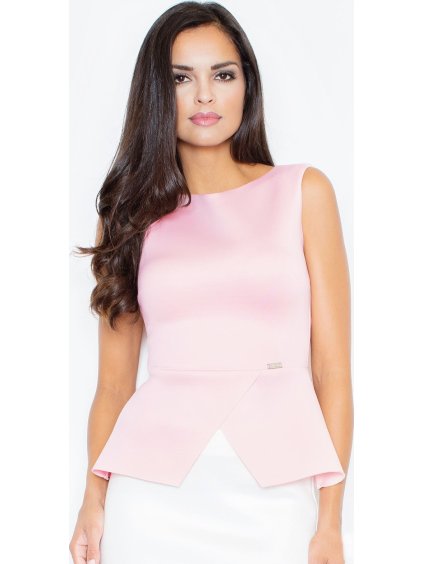 Růžová halenka s asymetrickým volánem