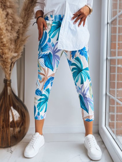 Modro-zelené květinové 3/4 kalhoty FLOWER GARDEN