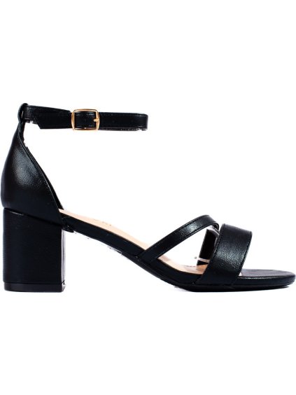 Černé dámské sandály na sloupkovém podpatku Potocki