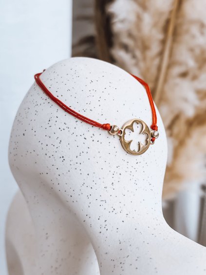 Náramek HEARTBEAT se vzorem čtyřlístku - červený