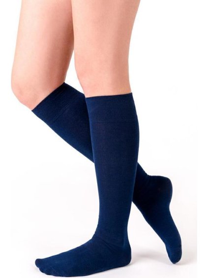 Tmavě modré dámské hladké podkolenky Art. 072