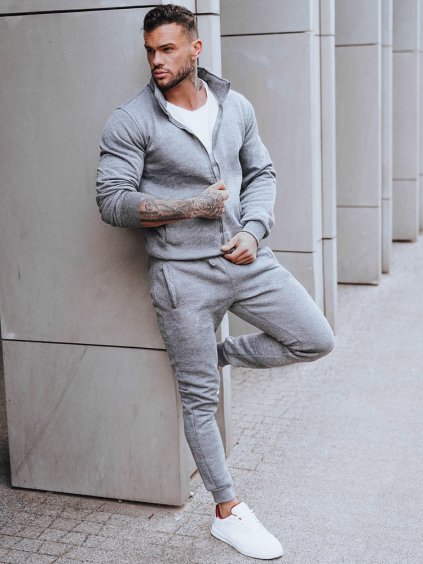 Šedá pánská teplákovka s mikinou na zip