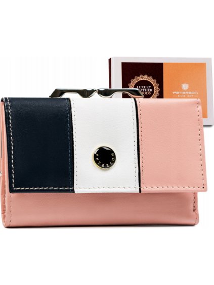 Peterson Bílo-růžovo-tmavě modrá tříbarevná malá dámská peněženka Y153
