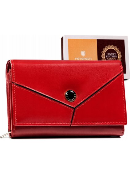 Peterson Červená hladká dámská kožená peněženka Y163