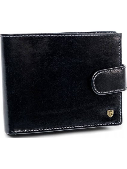 Rovicky Černá pánská kožená peněženka s protiskluzovou membránou L173