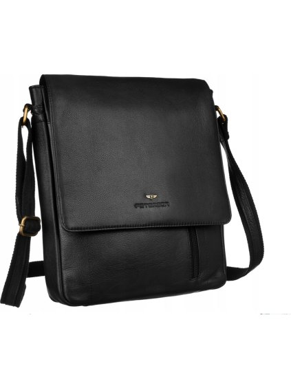 Peterson Černá pánská kožená messenger taška