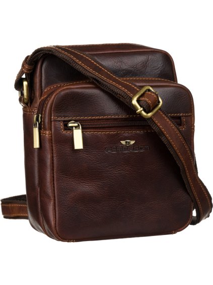 Peterson Hnědá kožená pánská messenger taška