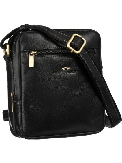 Černá kožená pánská messenger taška