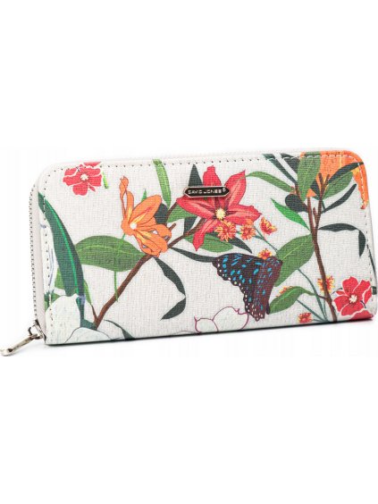 David Jones Bílá peněženka s květinovým vzorem Z046