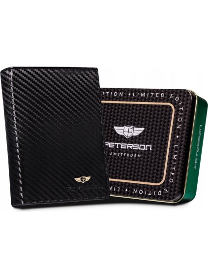 Peterson Černá otevřená kožená pánská peněženka W018