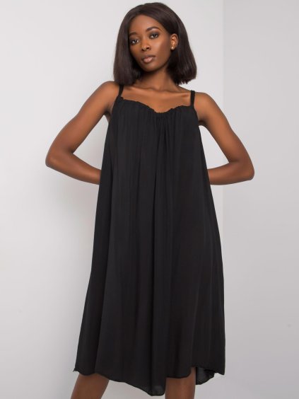 Černé volné asymetrické šaty