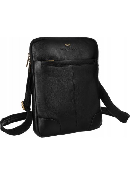 Peterson Pánská černá kožená messenger taška