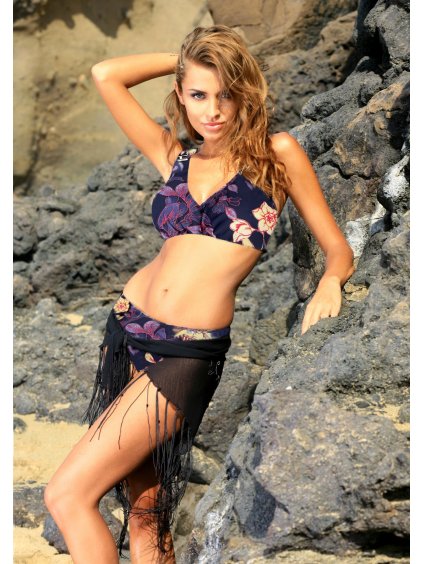 Tmavě modré květinové bikiny Italia