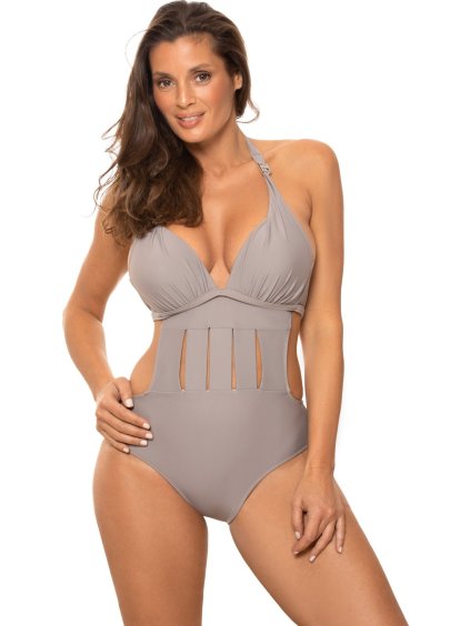 Šedé monokiny s prostřihy Anina