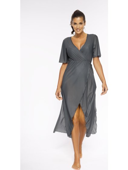 Šedá dlouhá plážová tunika na plavky Hilda Ardesia