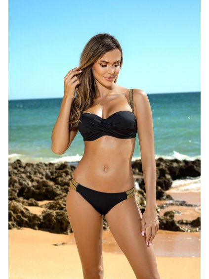 Černé bikiny se zlatými lemy (Velikost 36)
