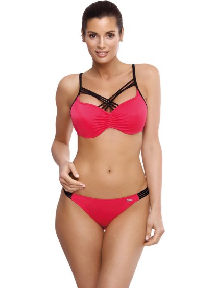 Tmavě růžové bikiny s černými pásky Electra Fresia